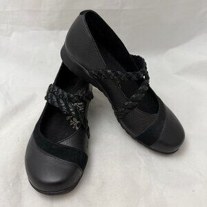 Aetrex Ada Braided Mary Jane Shoes Size 7 Black Leather Uppers Comfort